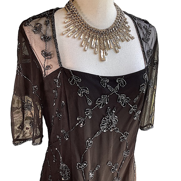 Adrianna Papell Studio Black Beaded Cocktail Dress. B18 - Picture 2 of 16